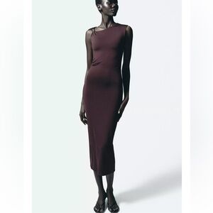 ZARA NW Elegant Burgundy Sleeveless Dress